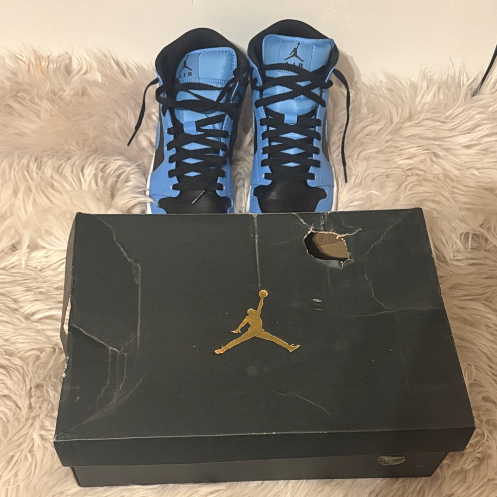Air Jordan Blue and Black High-Top Sneakers - Picture 11 of 11